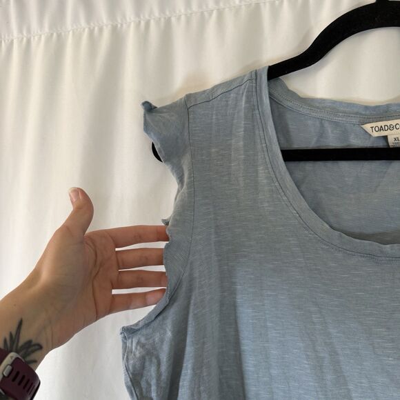 Toad and Co Tank Top Women's XL Blue Round Neck Organic Cotton Soft Pullover - Picture 5 of 11